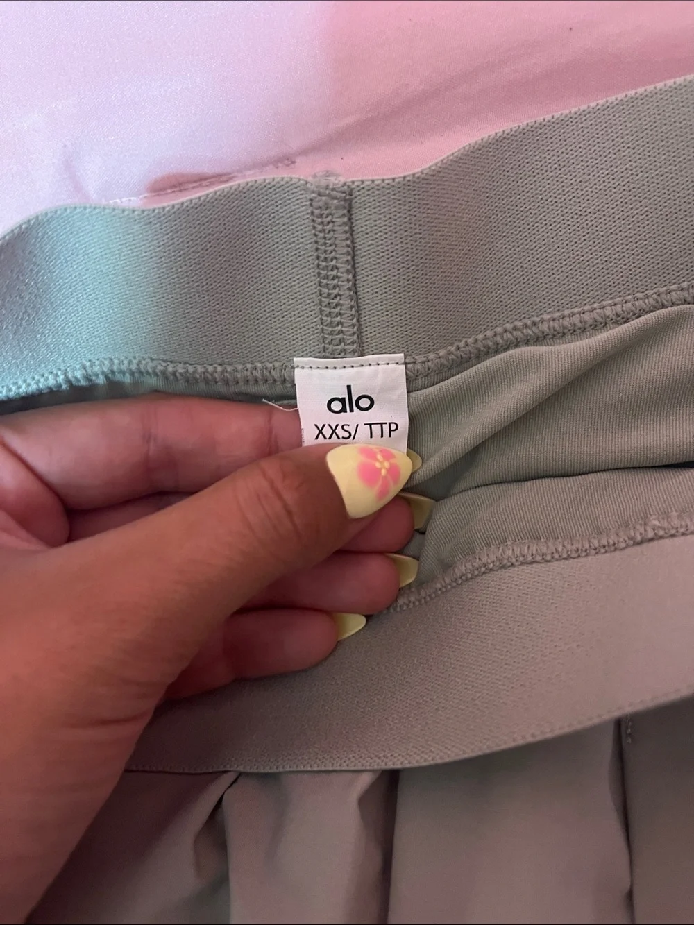 ALO Yoga Sage Green Pleated Skater Skirt with Built-In Shorts